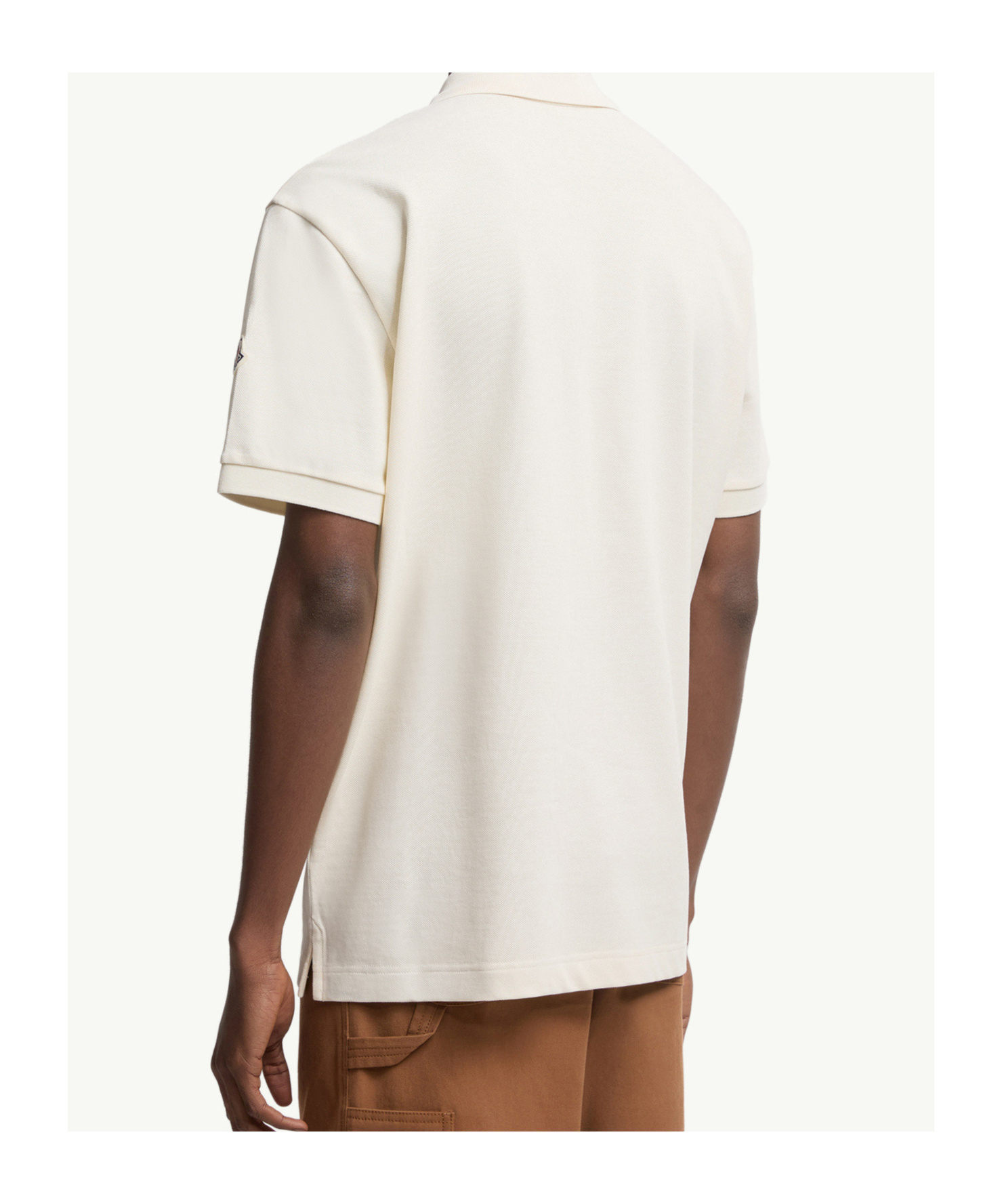 Moncler Polo En Piqué De Coton À Monogramme In Neutral