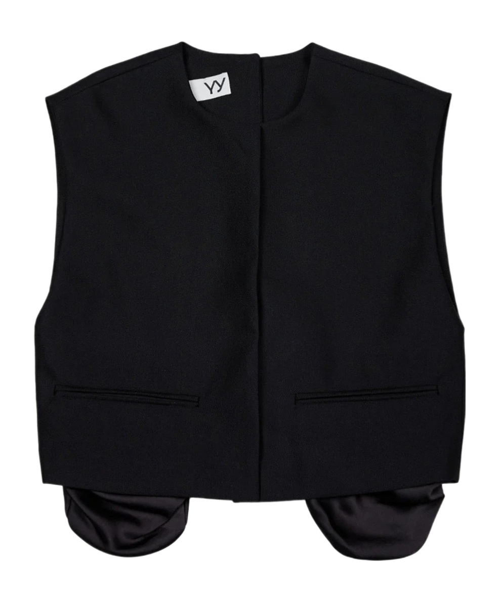 Open Yy Exposed Pocket Vest In Black