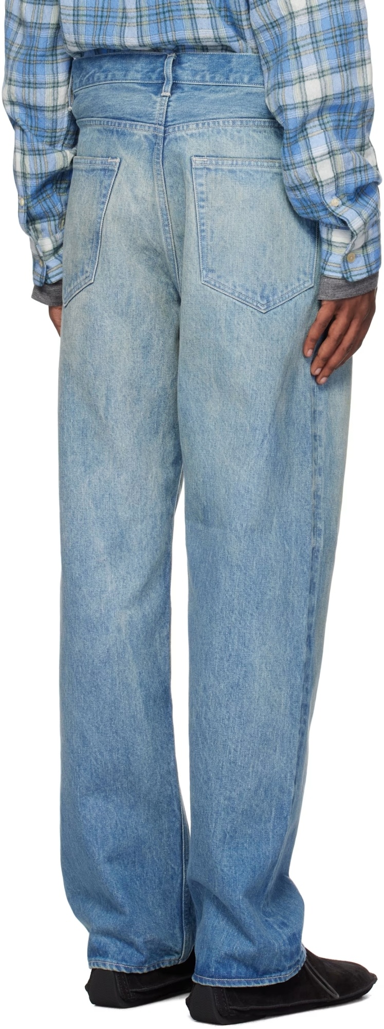 Auralee Denim Trousers With Belt Loops In Blue