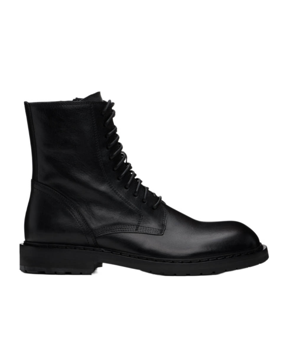Ann Demeulemeester Round Toe Ankle Boots In Black