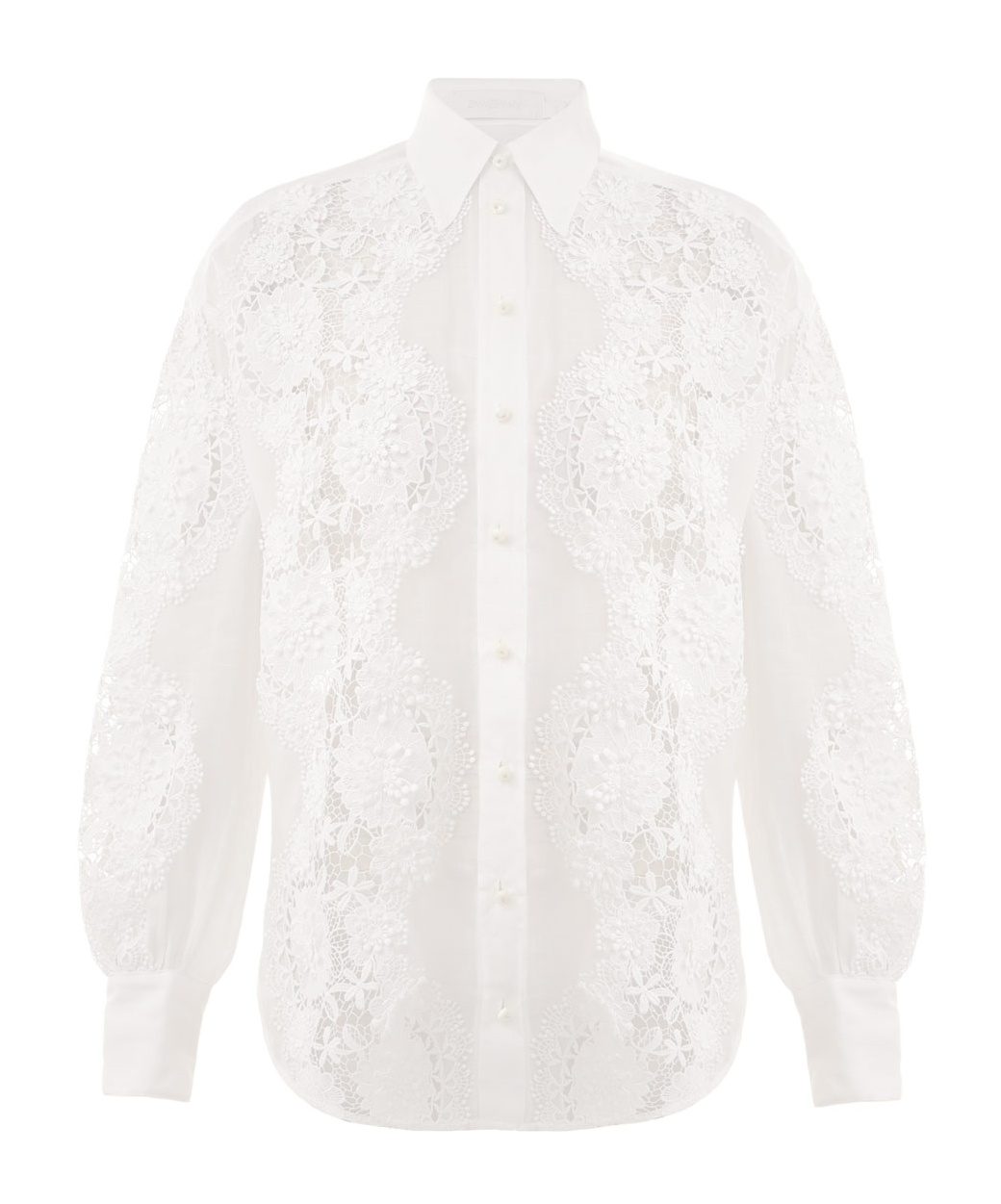 Shop Zimmermann Halliday Floral-lace Linen Shirt In White