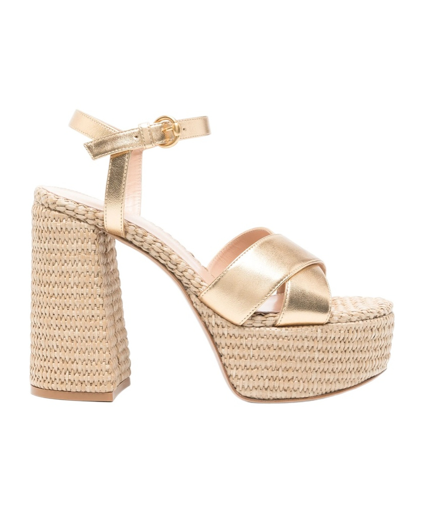 Gianvito Rossi Suede Wedge Mules In Nude