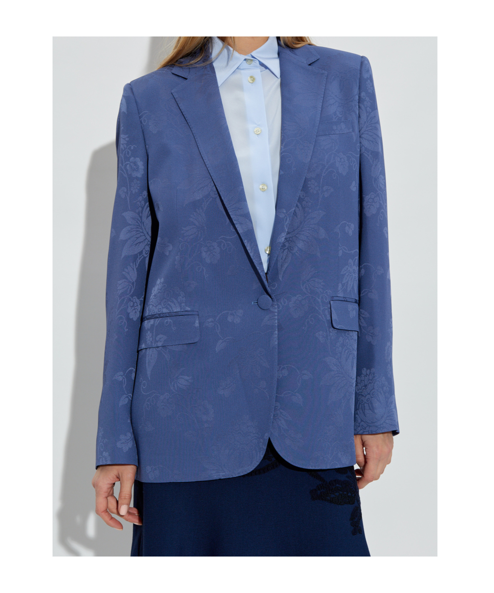 Shop Etro Floral Jacquard Jacket In Blue