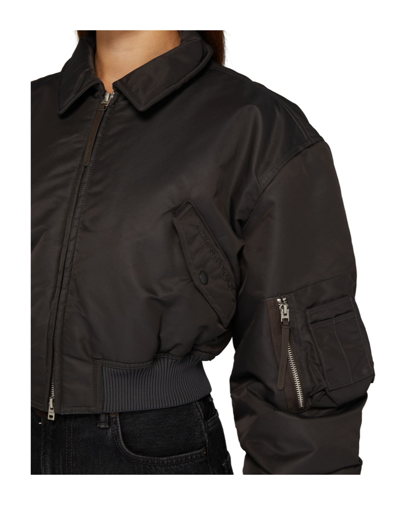 Acne Studios Long-sleeved Pilot Jacket In Dark Gray