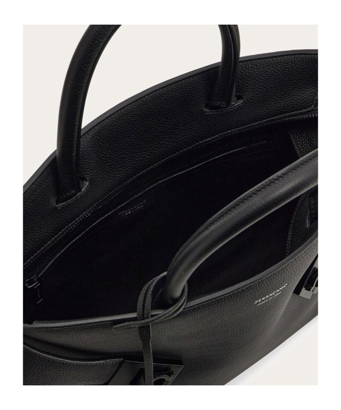 Ferragamo Hug Briefcase In Black