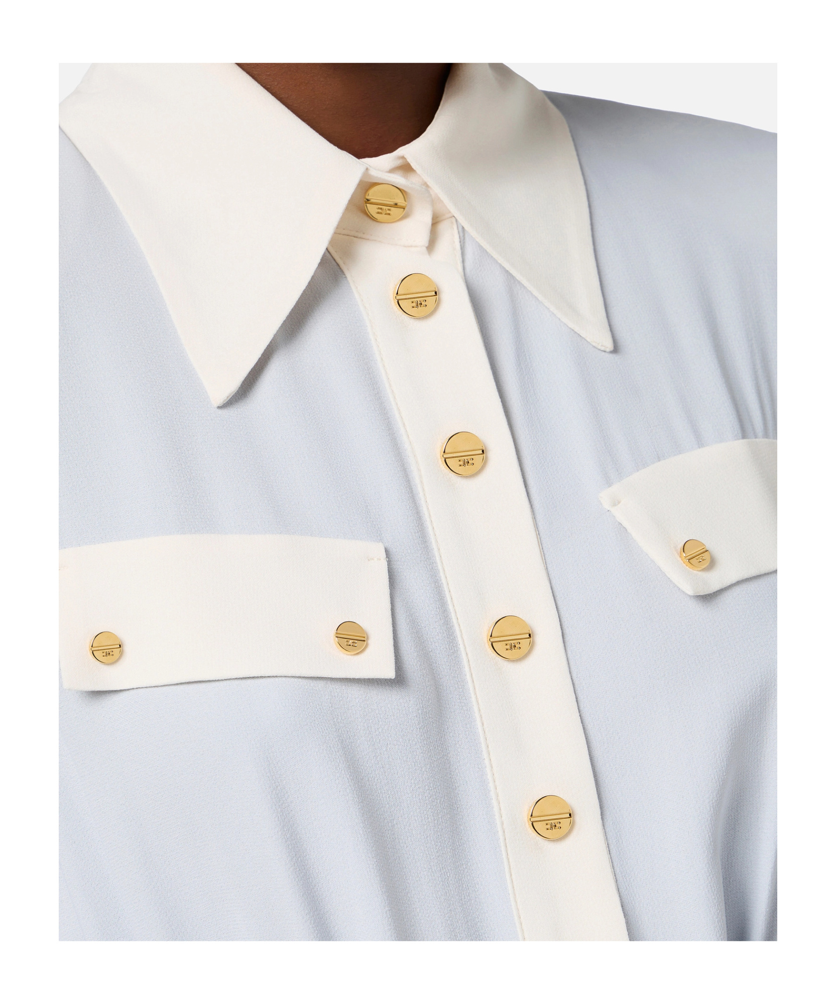 Elisabetta Franchi Two-colour Buttoned Shirt In Blue