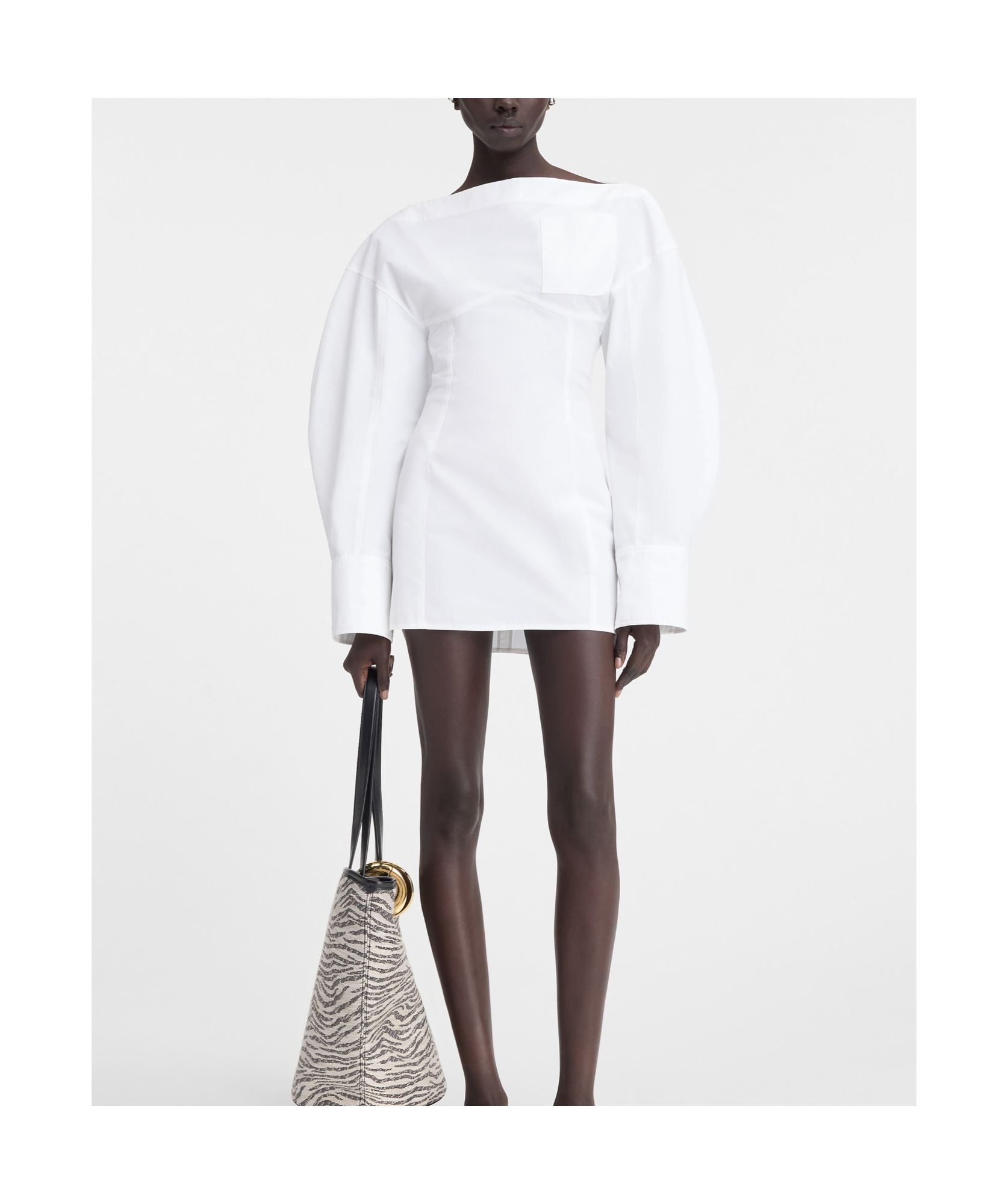 Jacquemus La Casaco Long Sleeve Cotton Shirtdress In White