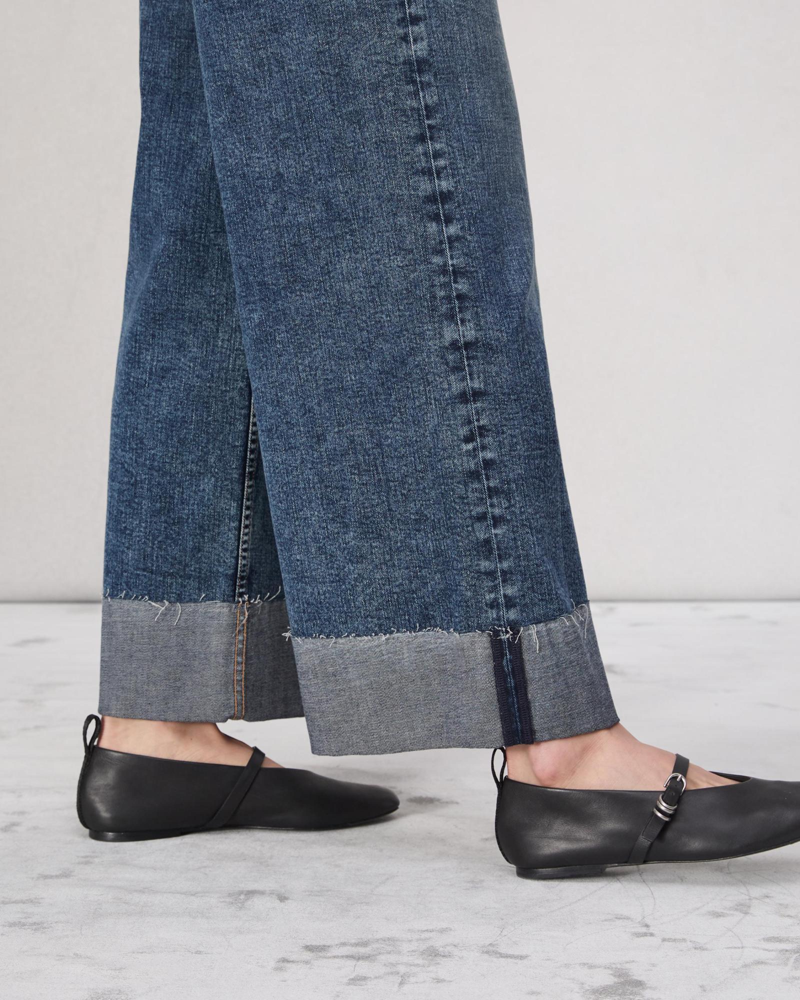 Rag & Bone Sofie Cuffed High Waist Wide Leg Jeans In Mid-indigo