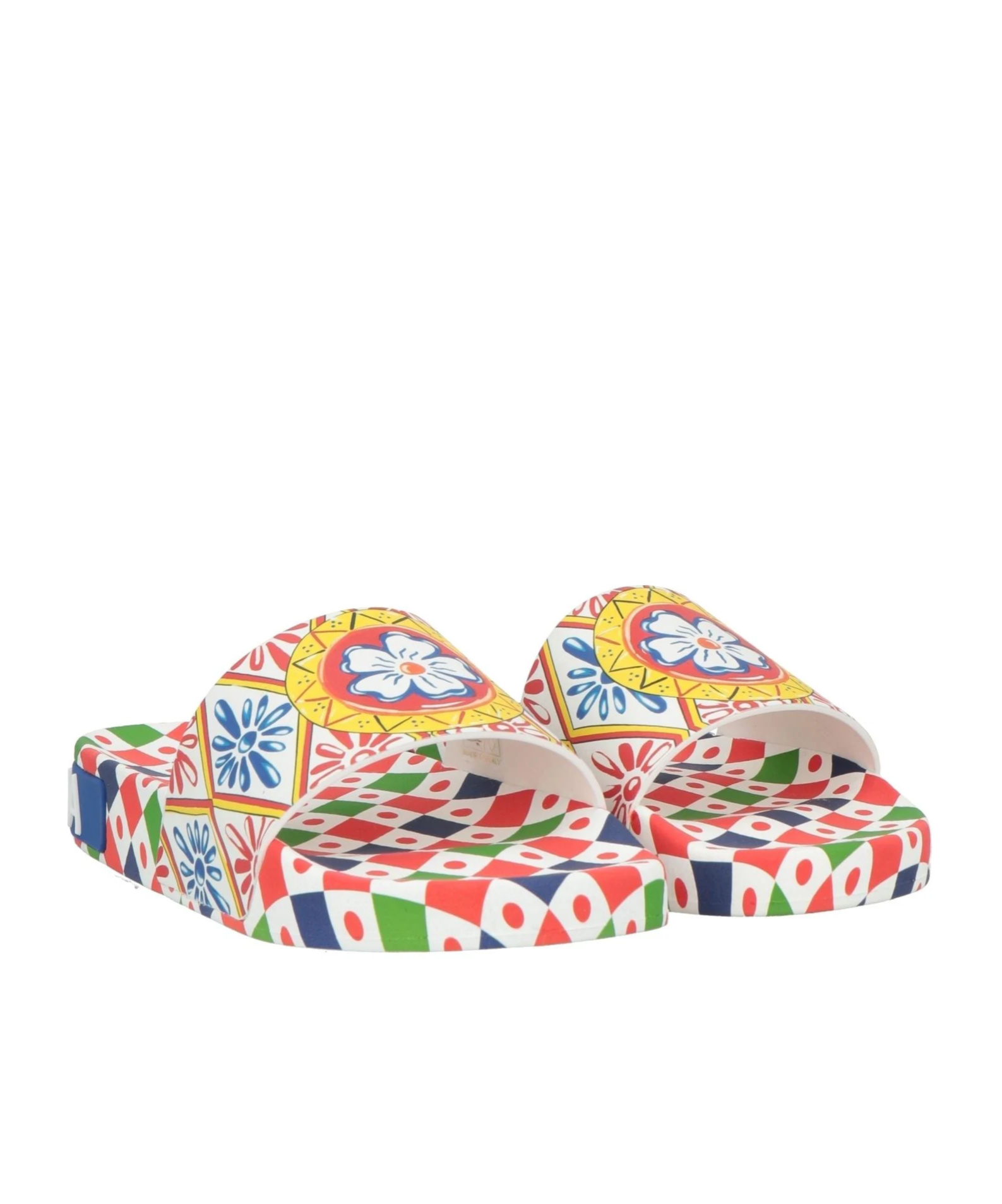 Dolce & Gabbana Printed Slides In White