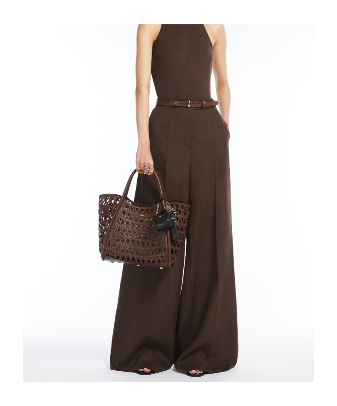 Max Mara Marines Weaving Perforated Leather Handbag With