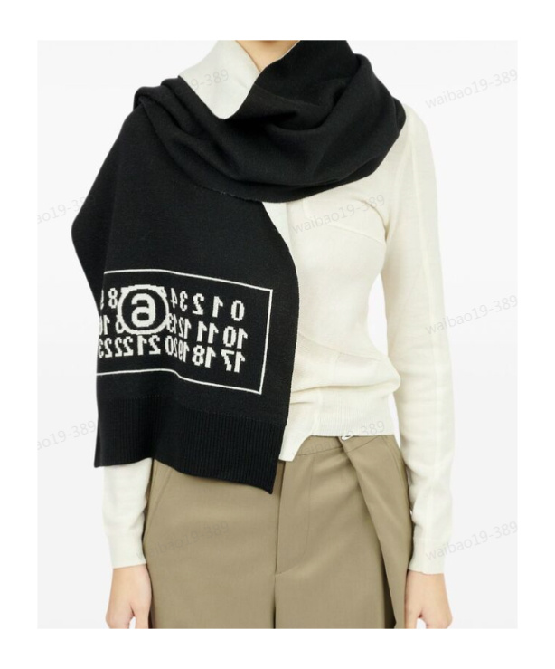 MM6 MAISON MARGIELA LOGO-PRINT WOOL-BLEND SCARF