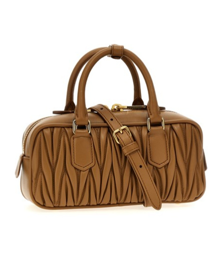 Miu Miu Zippered Shoulder Bag In Brown