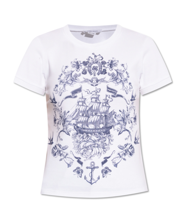 Alexander Mcqueen Graphic-print T-shirt In Blue