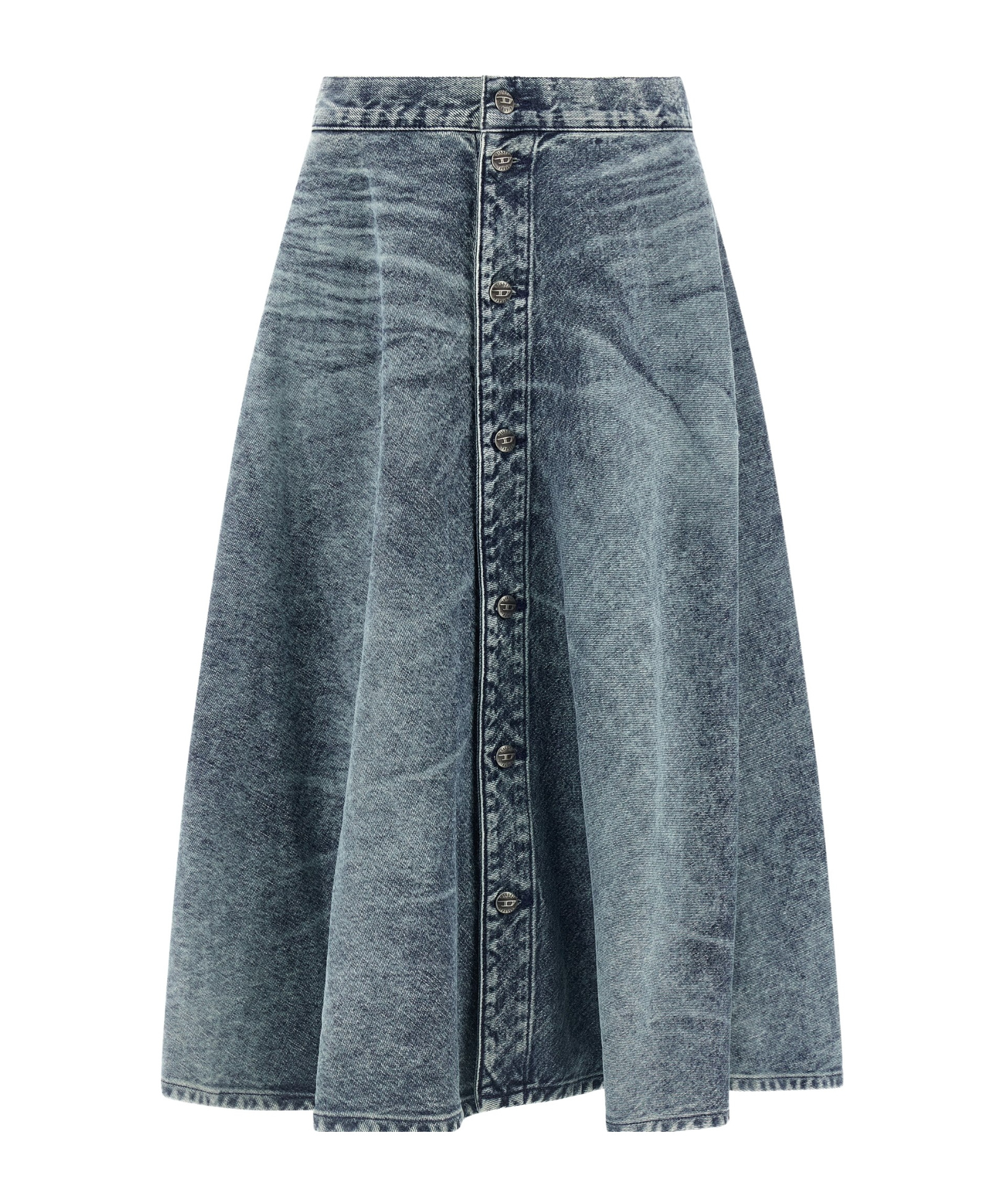 Diesel Back Patch Detail Skirt With Belt Loops In Blue