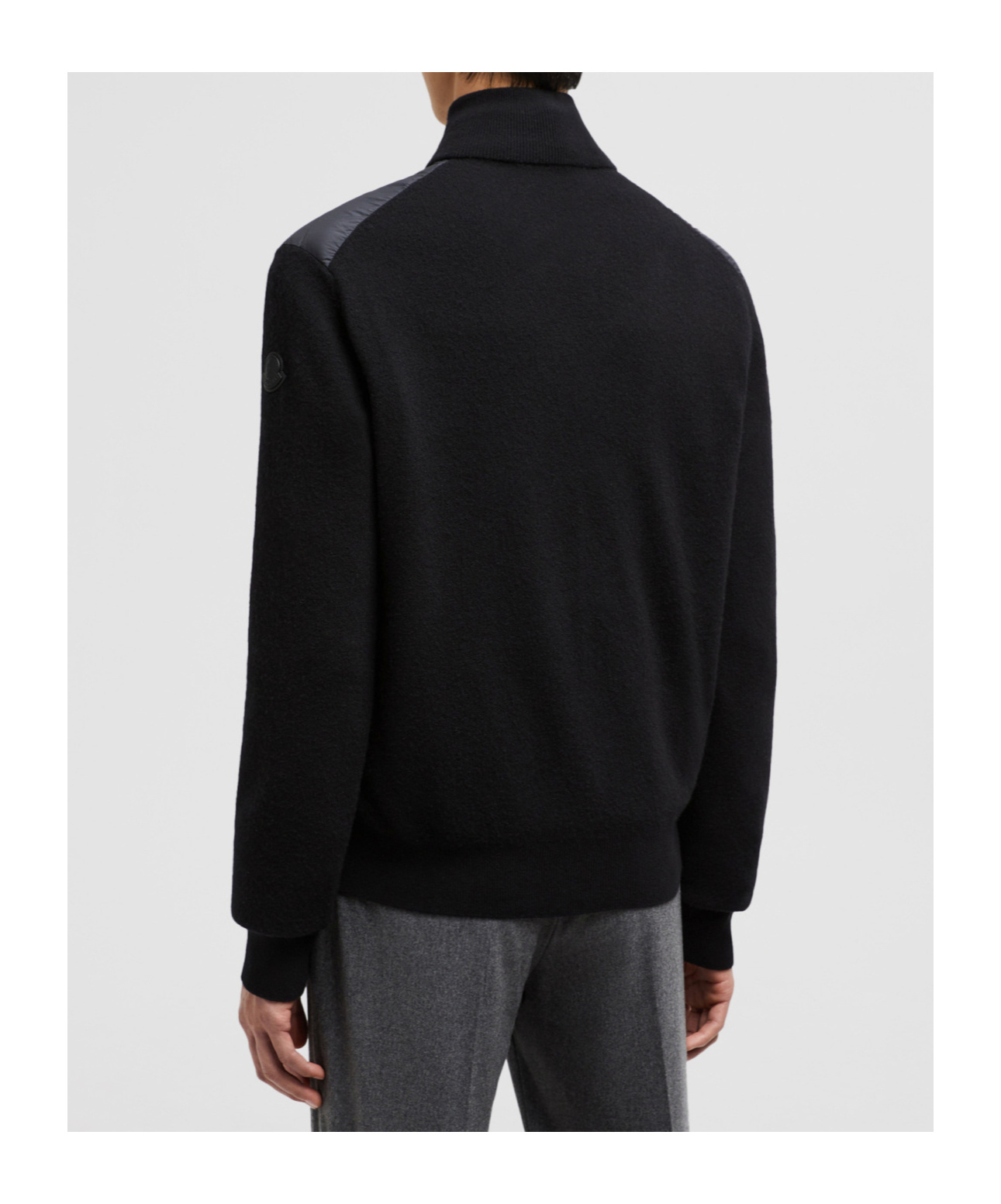 Moncler Padded Wool & Cashmere Zip-up Cardigan Black In Black