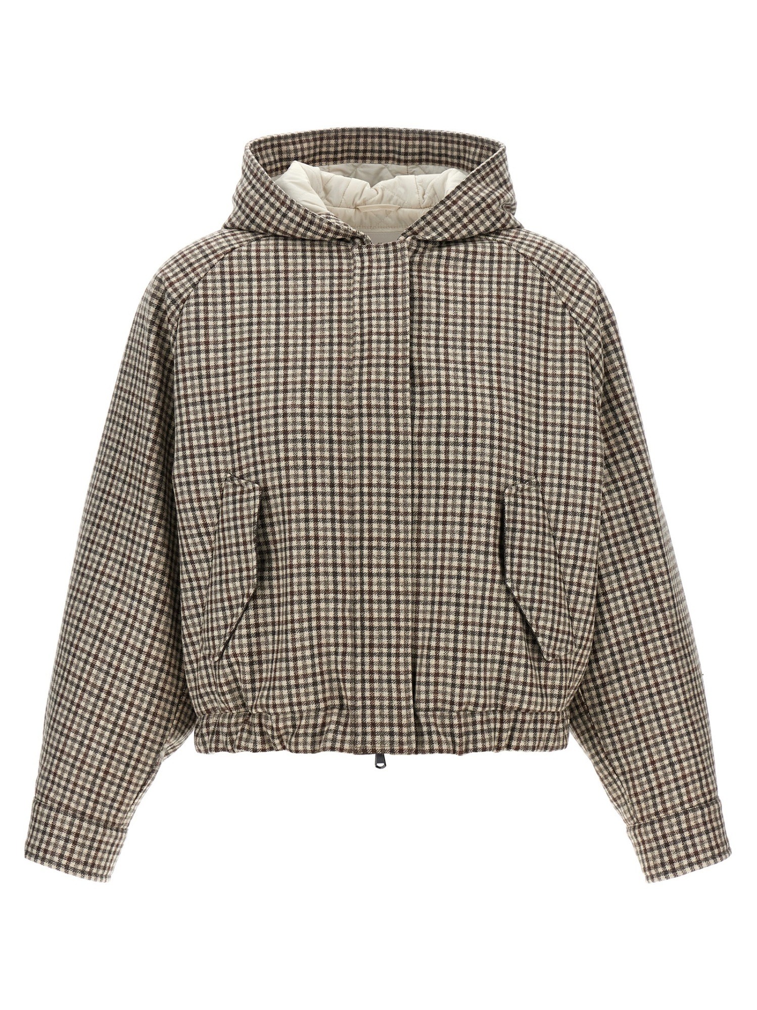 Brunello Cucinelli Shiny Zipper Pull Casual Jackets And Parka Beige