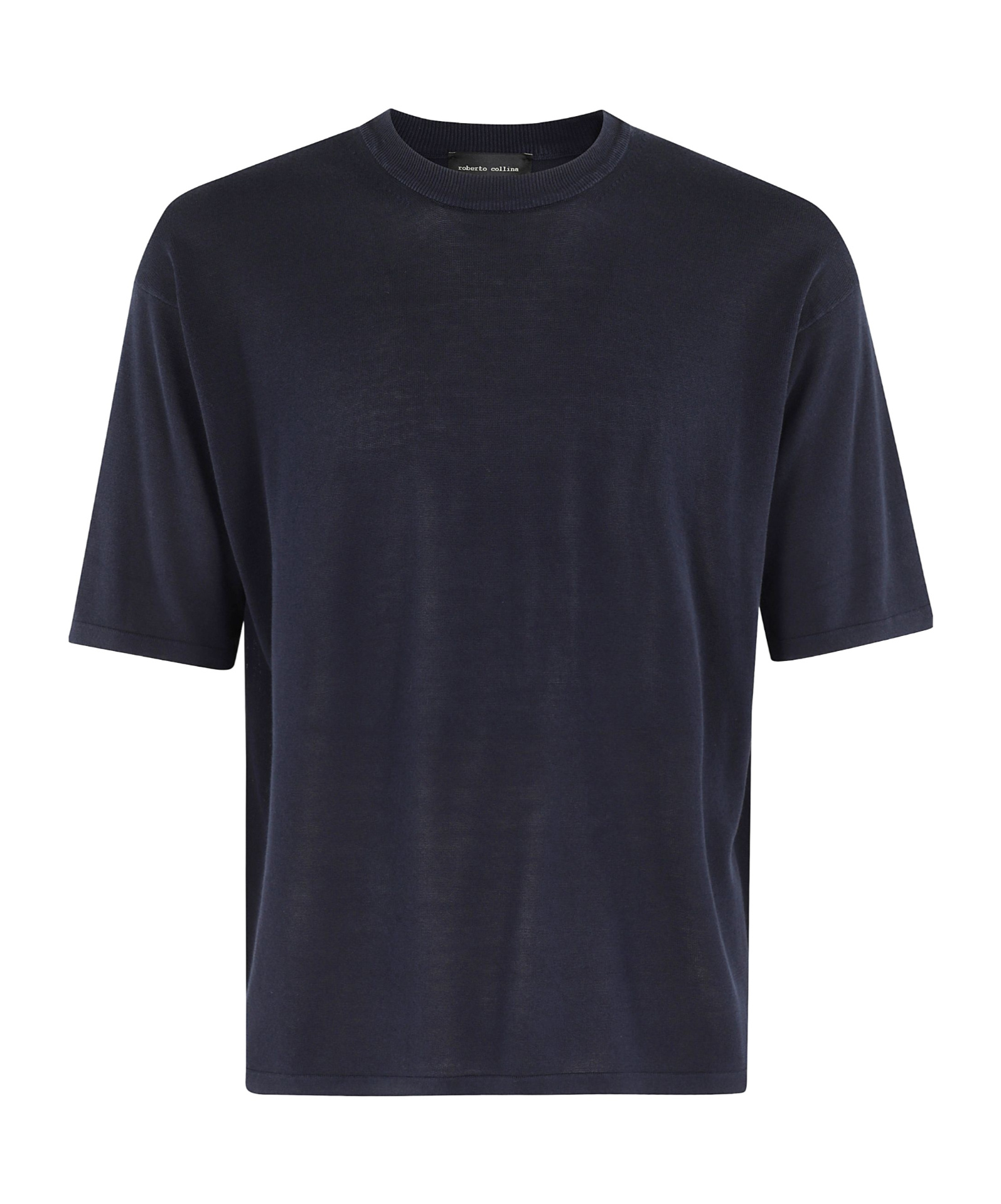 Roberto Collina Oversized Navy Cotton Knit T-shirt In Blue