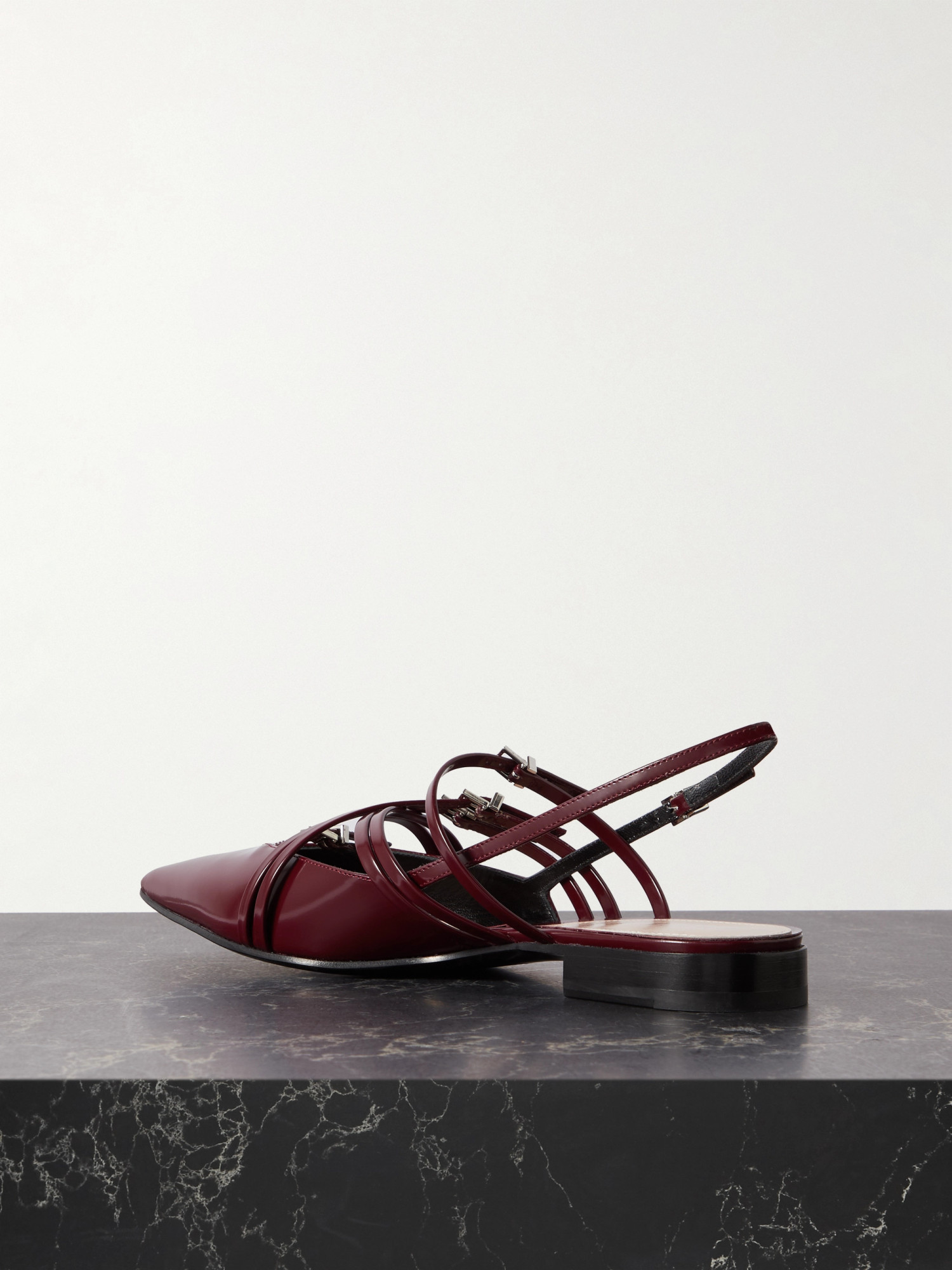 Gucci 15mm Leather Strappy Ballet Flats In Multicolor