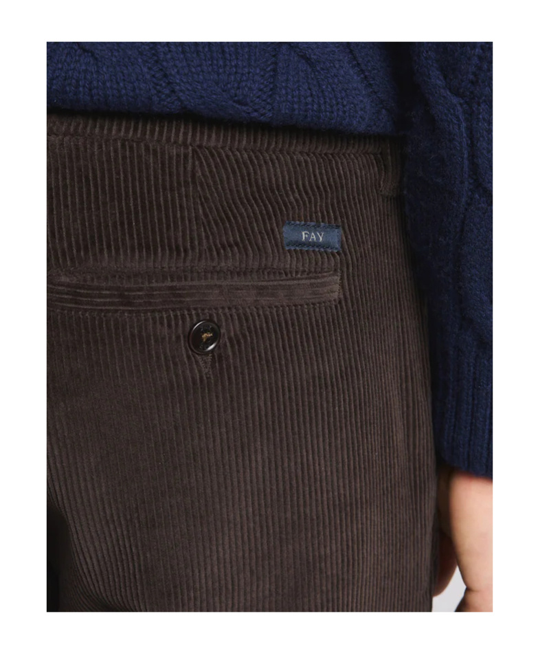 Fay Corduroy Chino Trousers In Brown