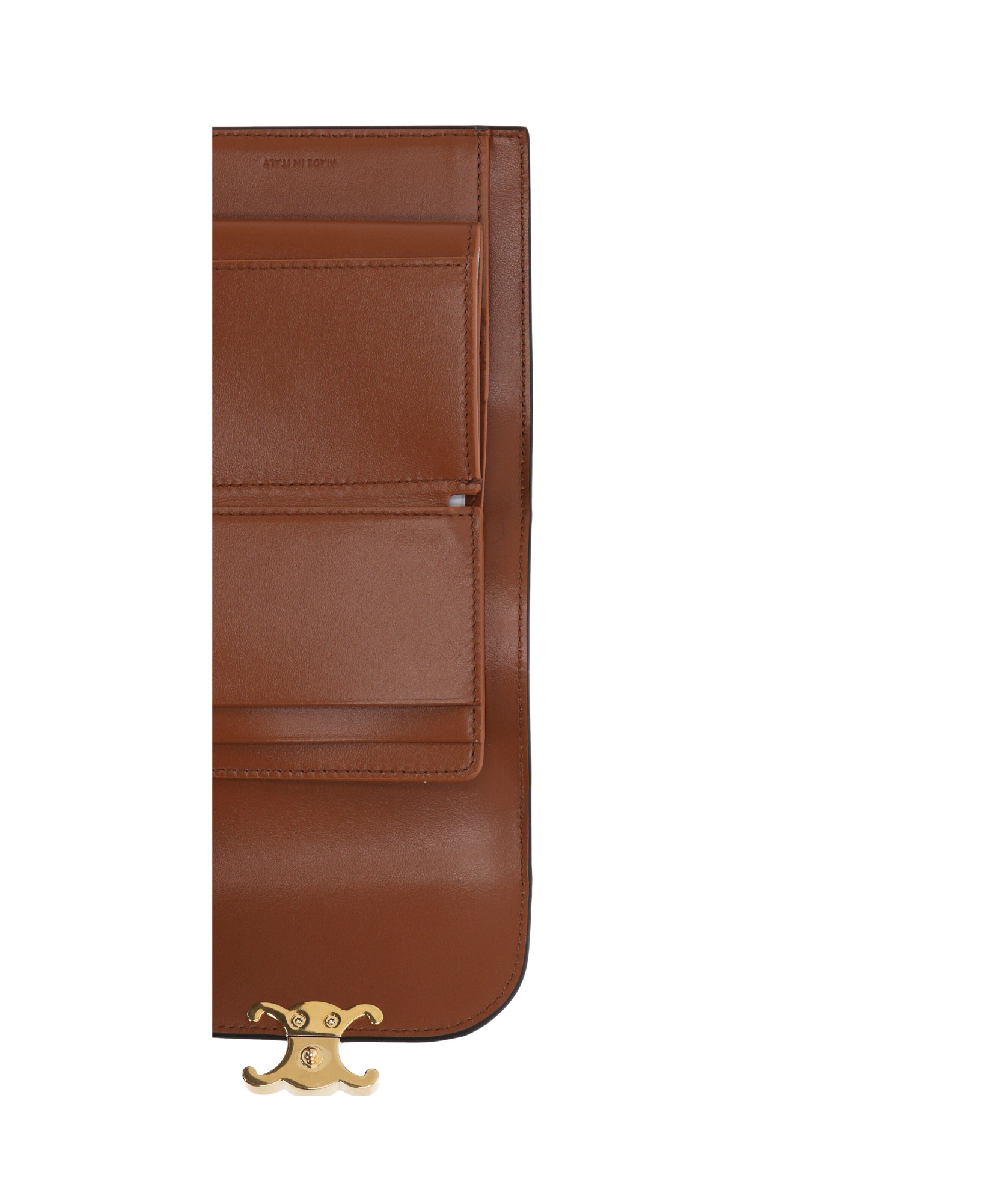 CELINE SMALL FLAP WALLET TRIOMPHE IN STRIPED TEXTILE AND CALFSKIN