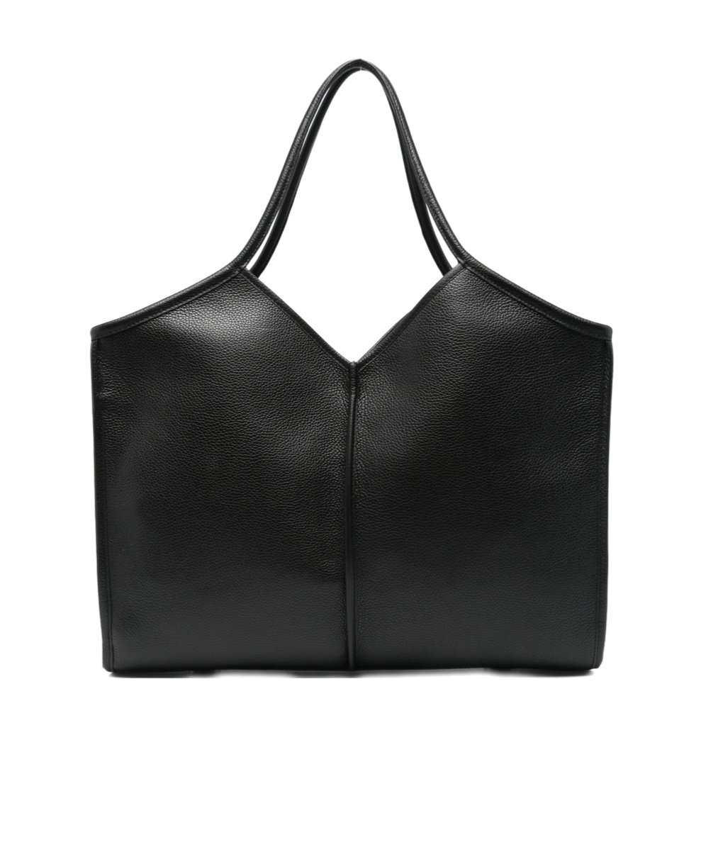 Hereu Calella Leather V-shaped Top Handle Tote Bag In Black
