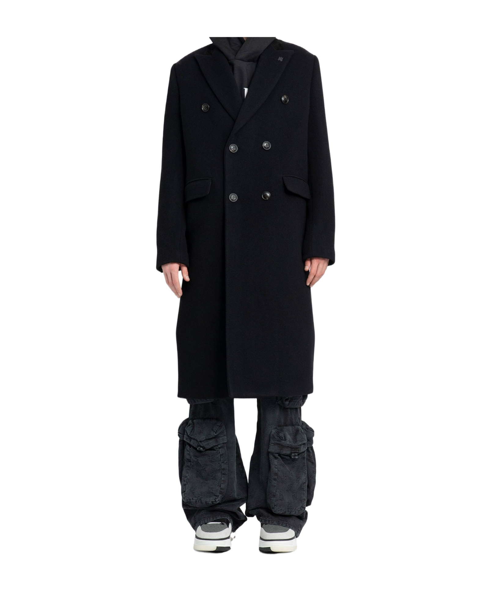 Amiri Double-breasted Long Coat In Black
