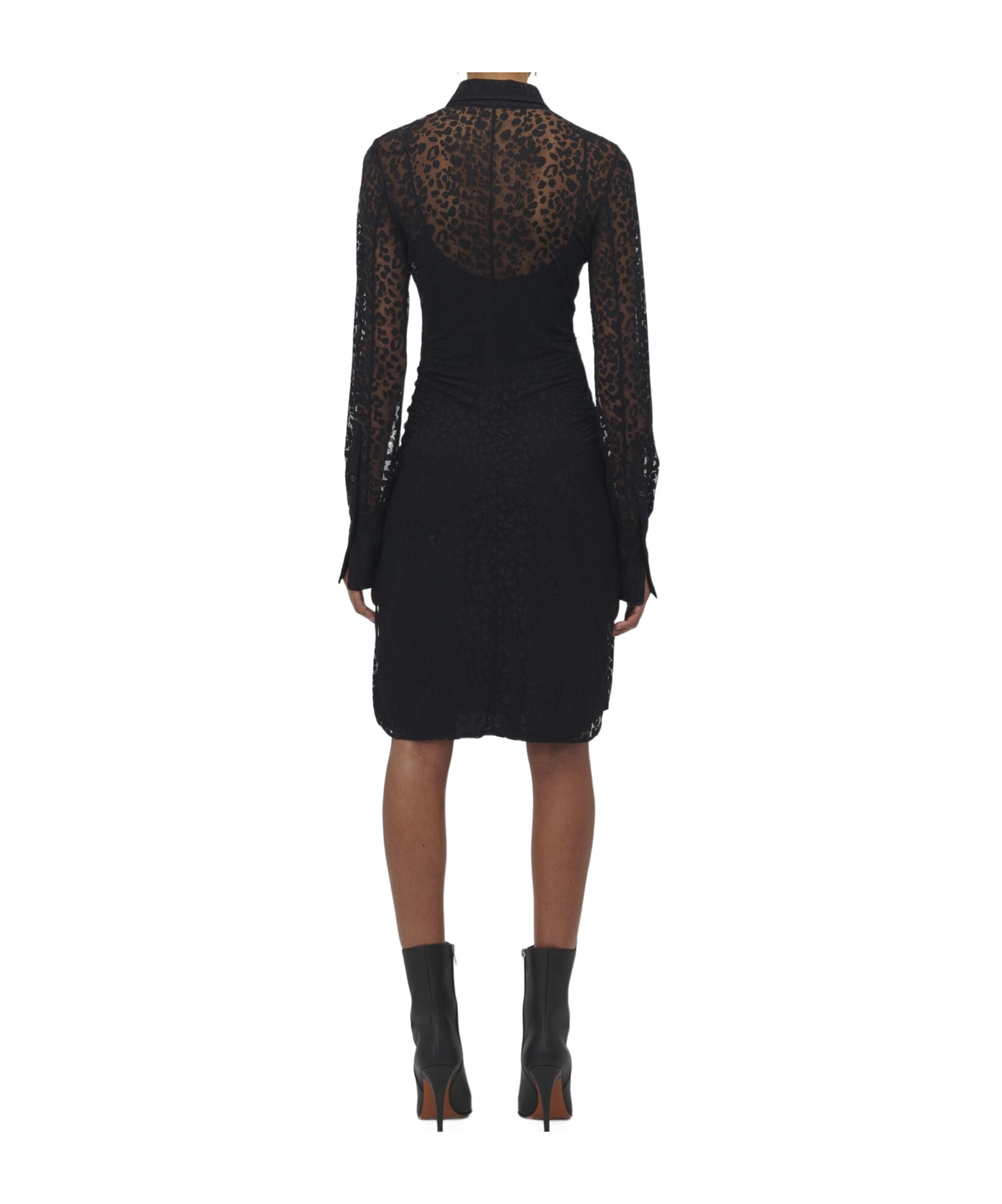 Alexander Mcqueen Leopard Print Burnt Flower Shirt Skirt In Black