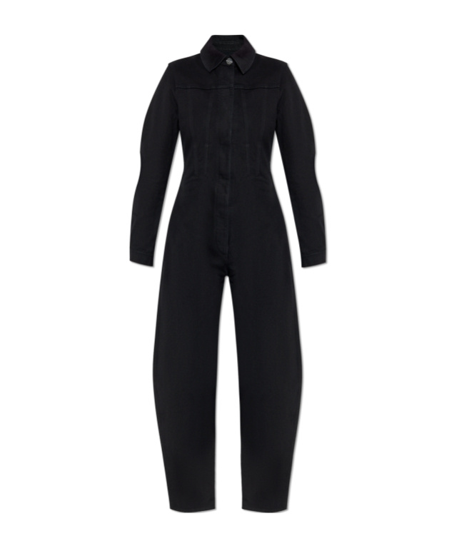 Alaïa Denim Rounded Jumpsuit In Black