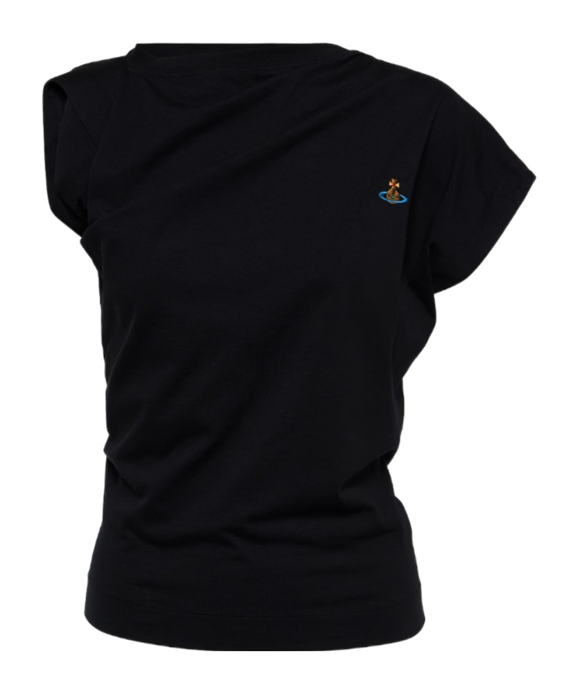 Vivienne Westwood Asymmetric Cotton Top In Black