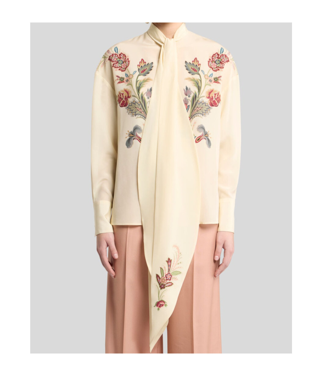 Etro Silk Blouse With Placed Print In Neutral