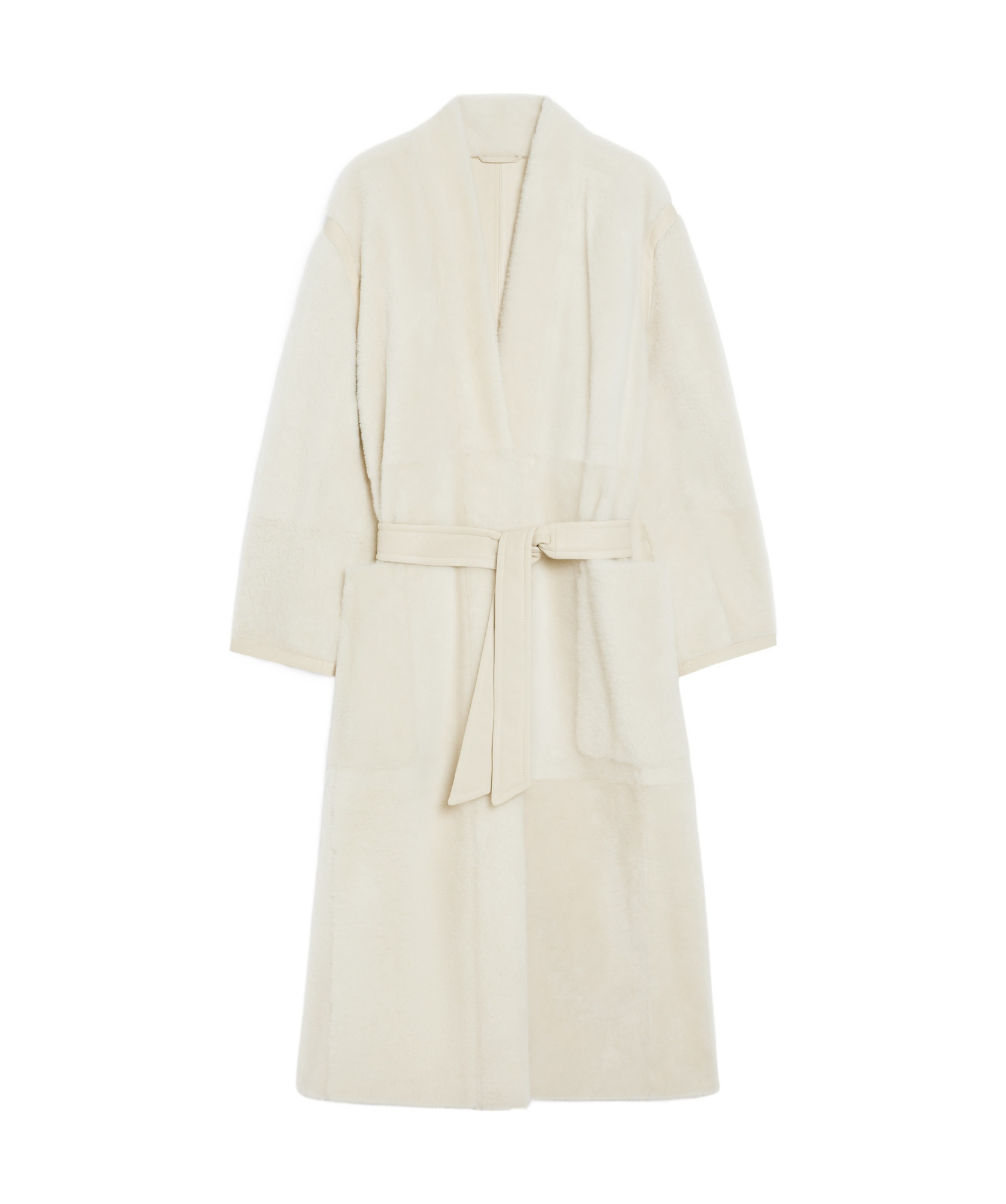 Max Mara Long-sleeved Coat In Albino
