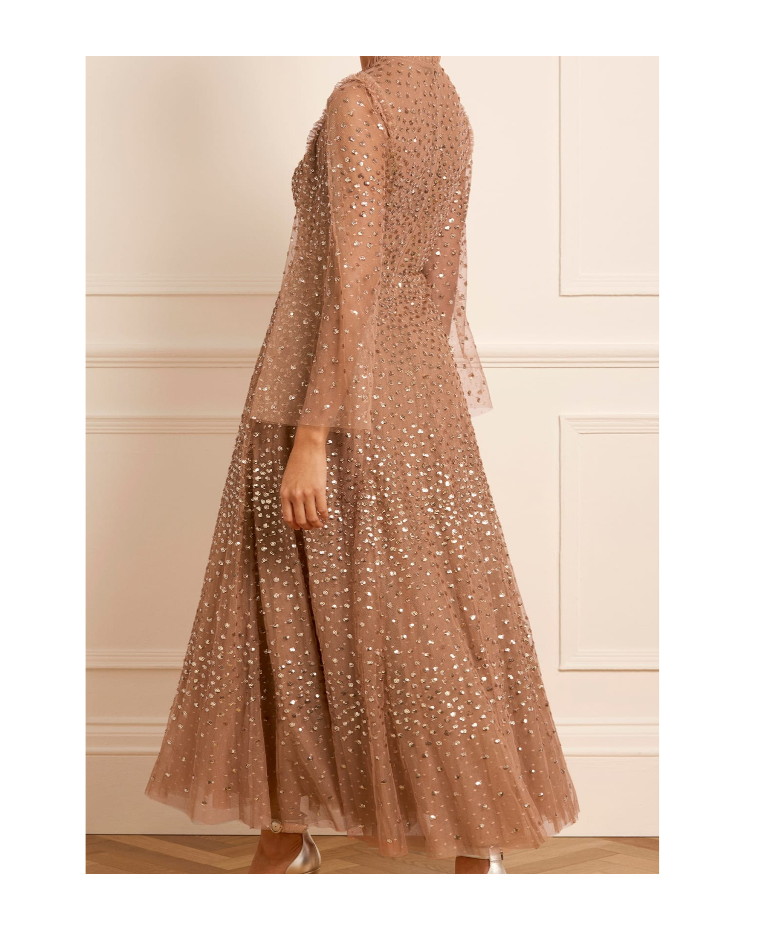 Needle & Thread Sequin Dress In Brown