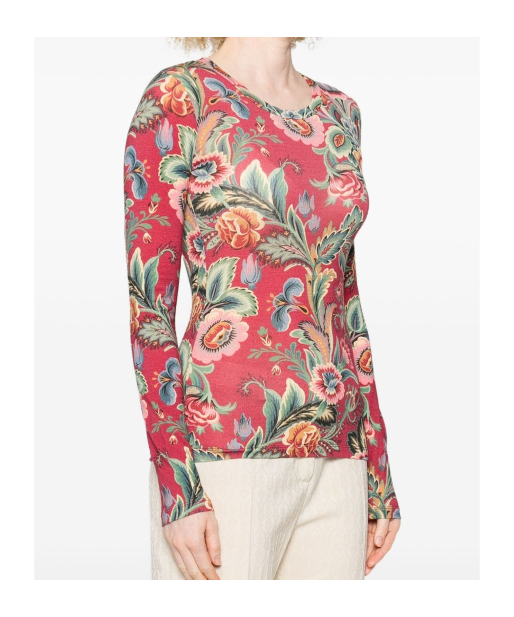 Etro Floral Pattern Long-sleeved Knitwear Sweater In Red
