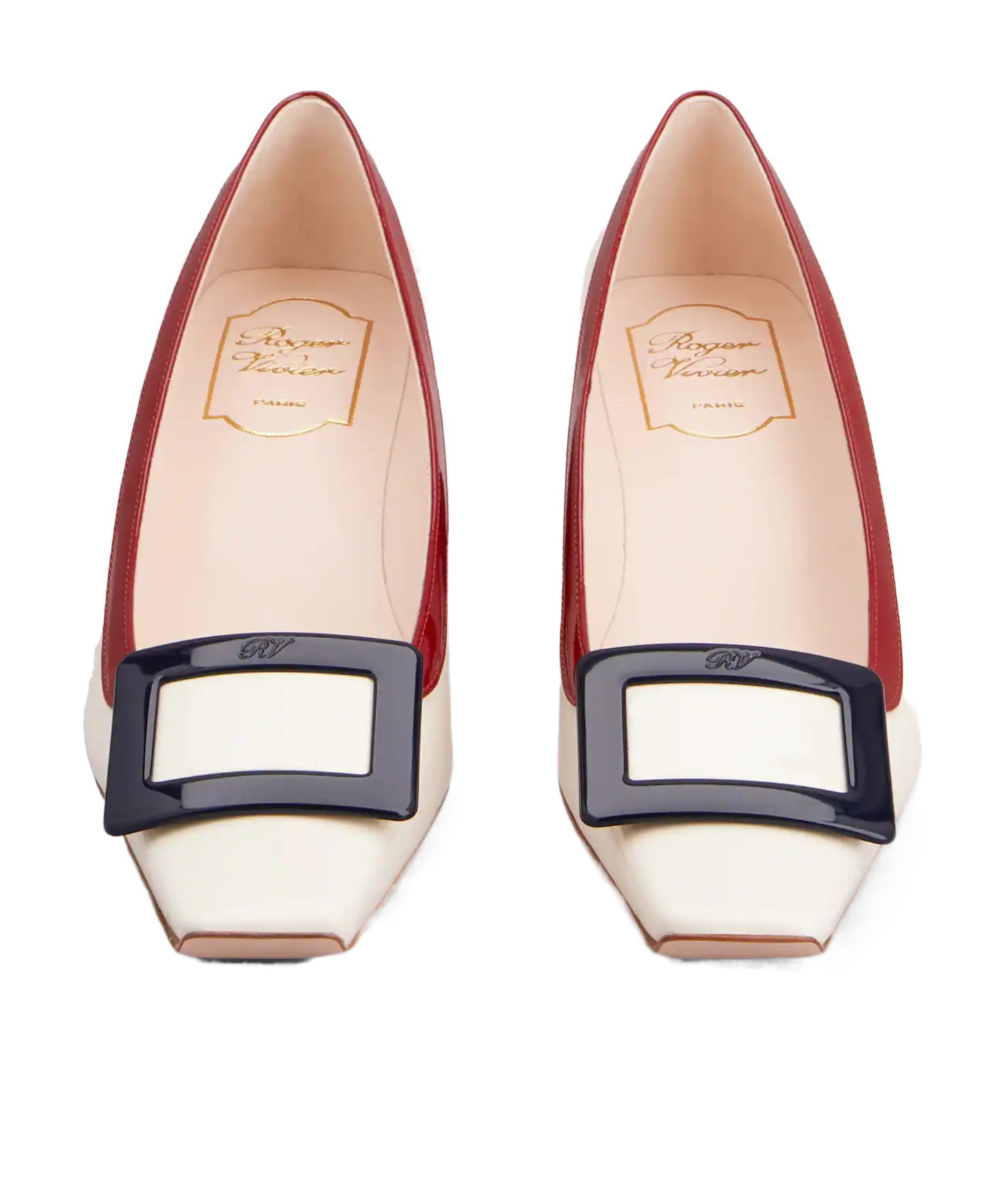 Roger Vivier Belle Vivier Pumps In Patent Leather In Gray White, Red