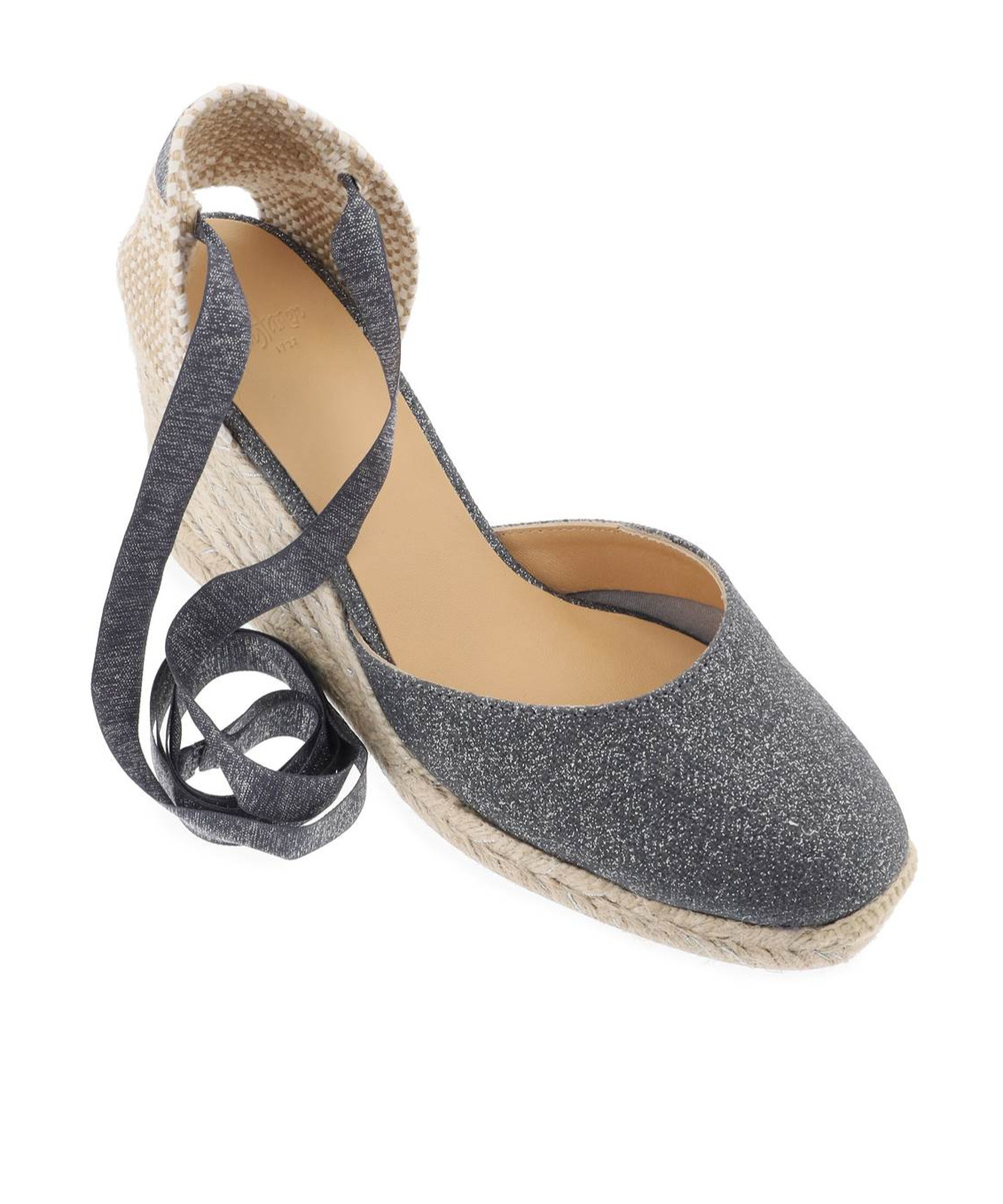 Castaã±er Castaner Lurex Carina Wedge Espadrilles In Nude