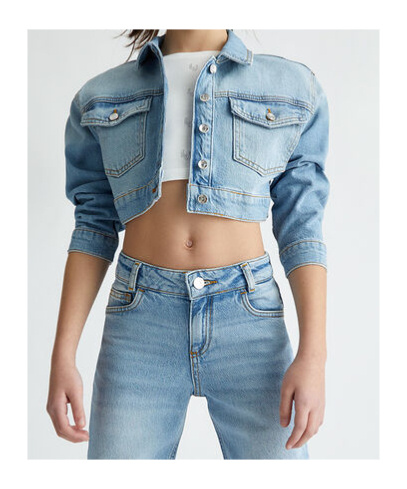 Liu •jo Long-sleeved Denim Coat In Blue