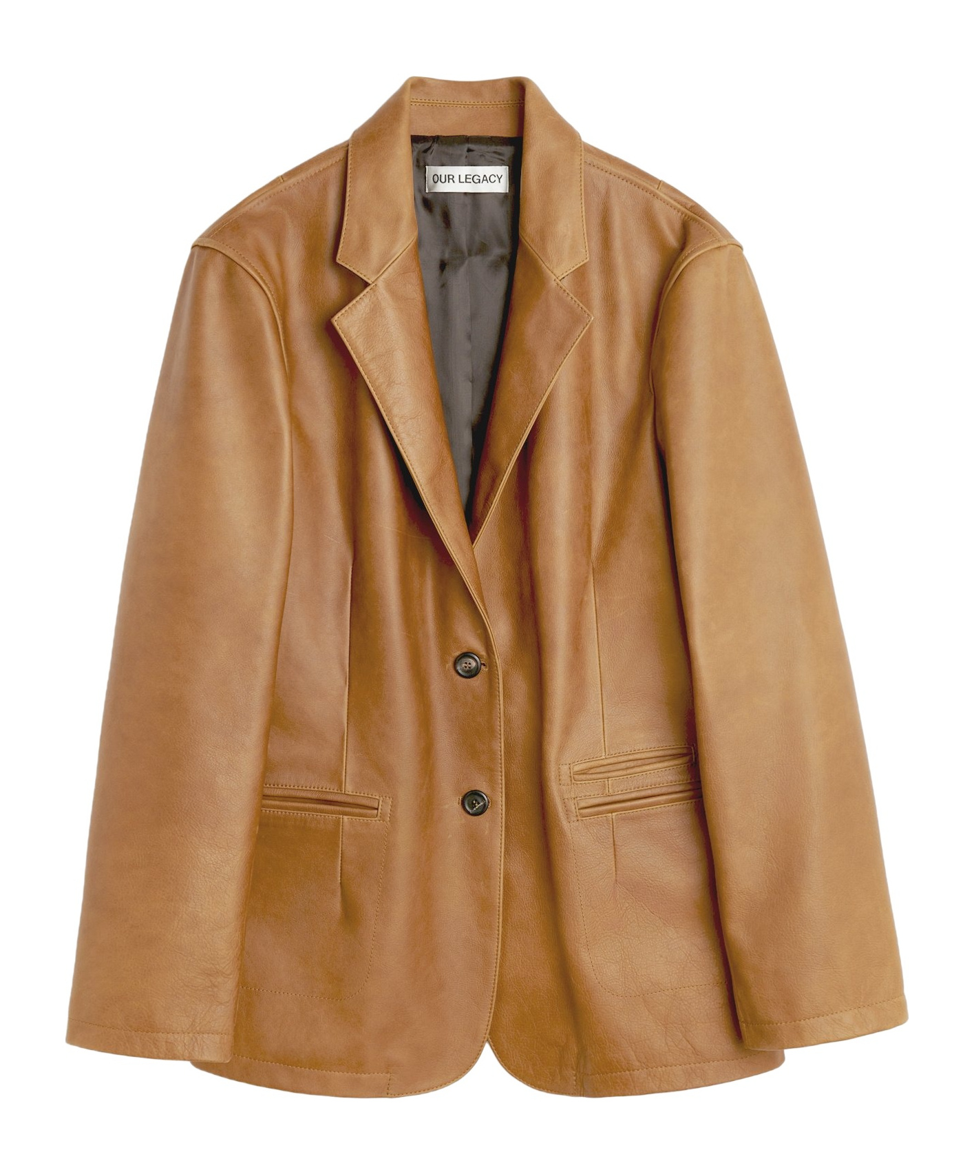 Shop Our Legacy Single Breasted Leather Jacket In Brown
