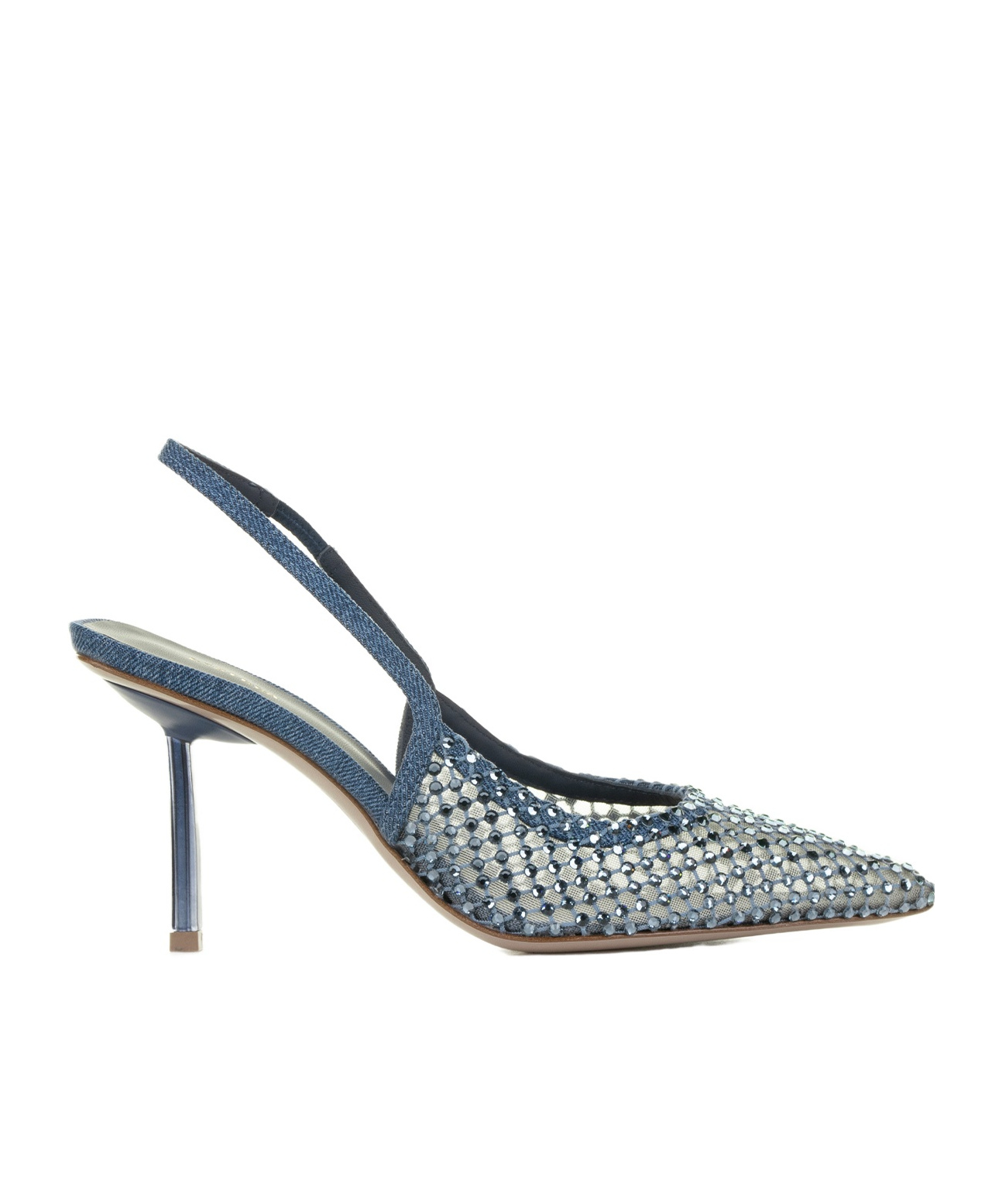 Le Silla Gilda 80mm Crystal-embellished Denim Pumps In Gray