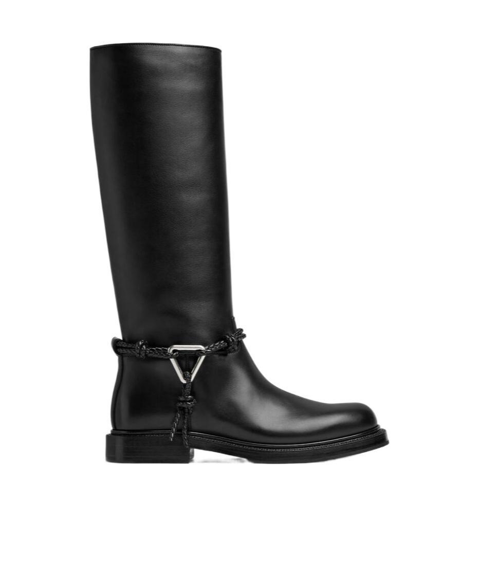 Bottega Veneta James Intrecciato-trimmed Leather Knee Boots In Black