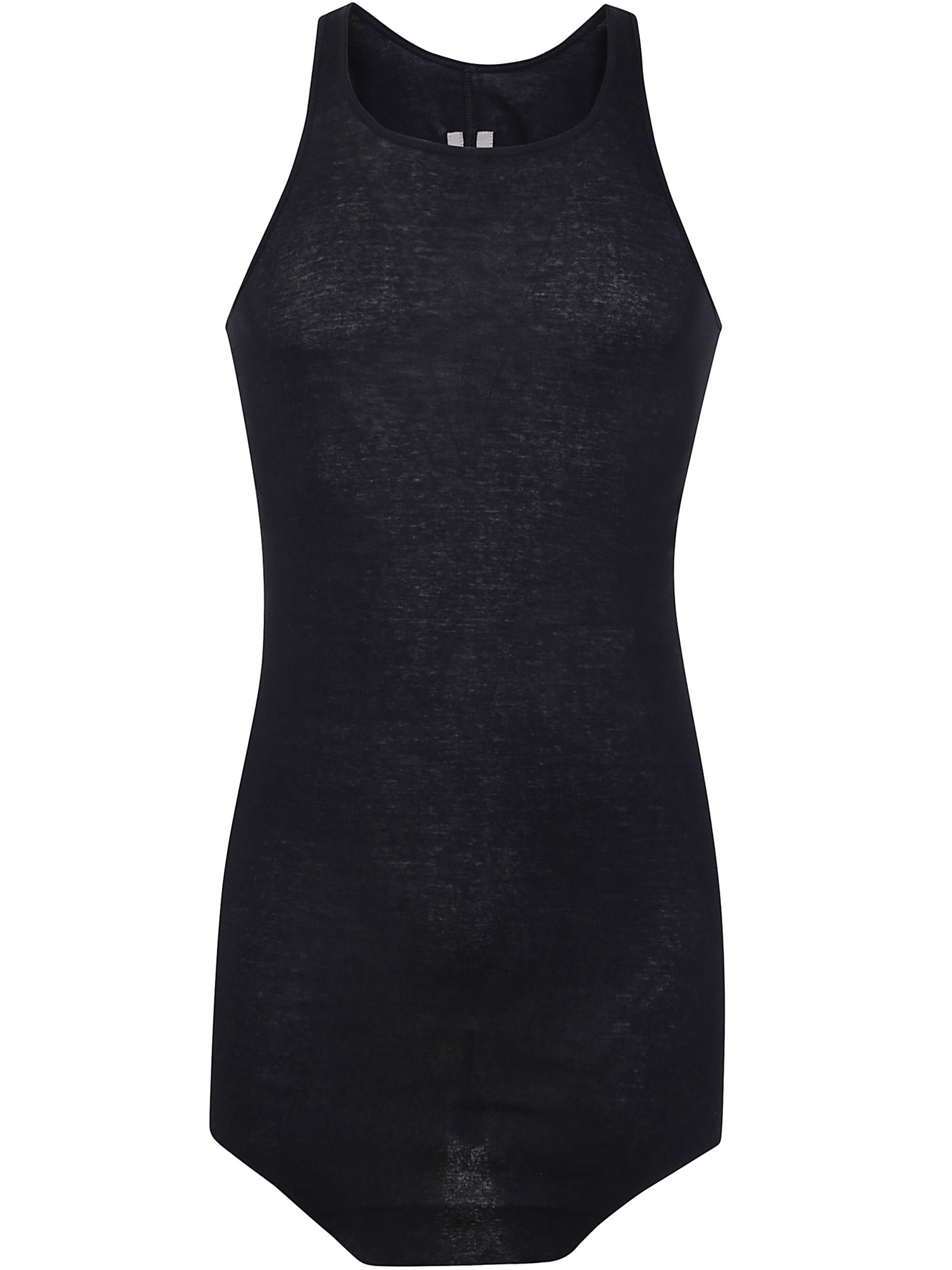 Rick Owens Black Tank Top With Curved Hem In Cotton Man In Black