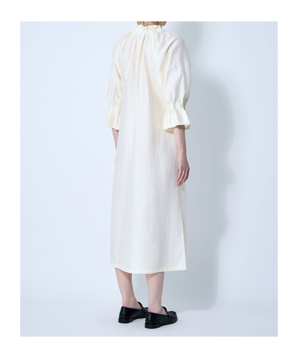 Max Mara Jene Ruffled-sleeve Midi Dress In Brown