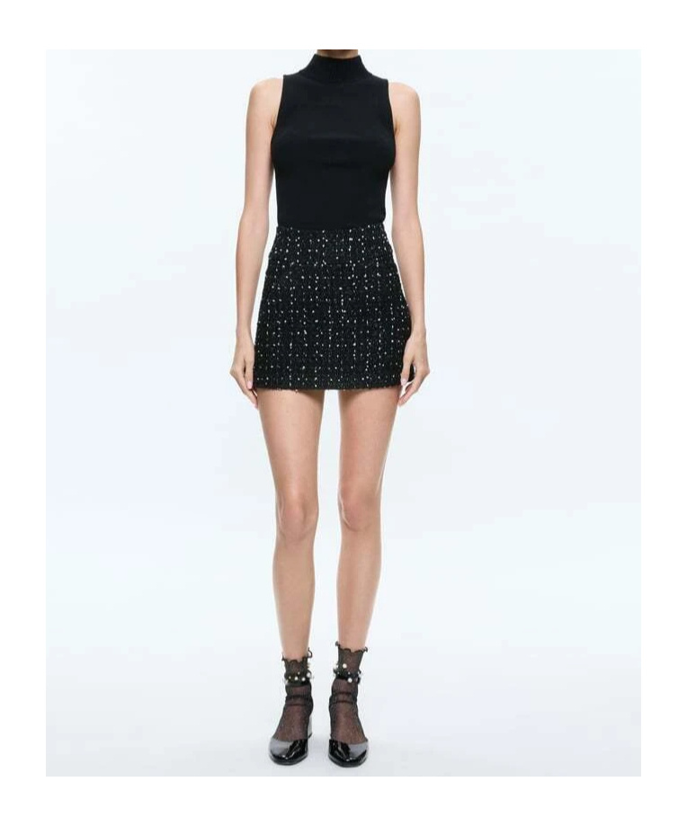 Alice And Olivia Darcey Ribbed Tank In Black