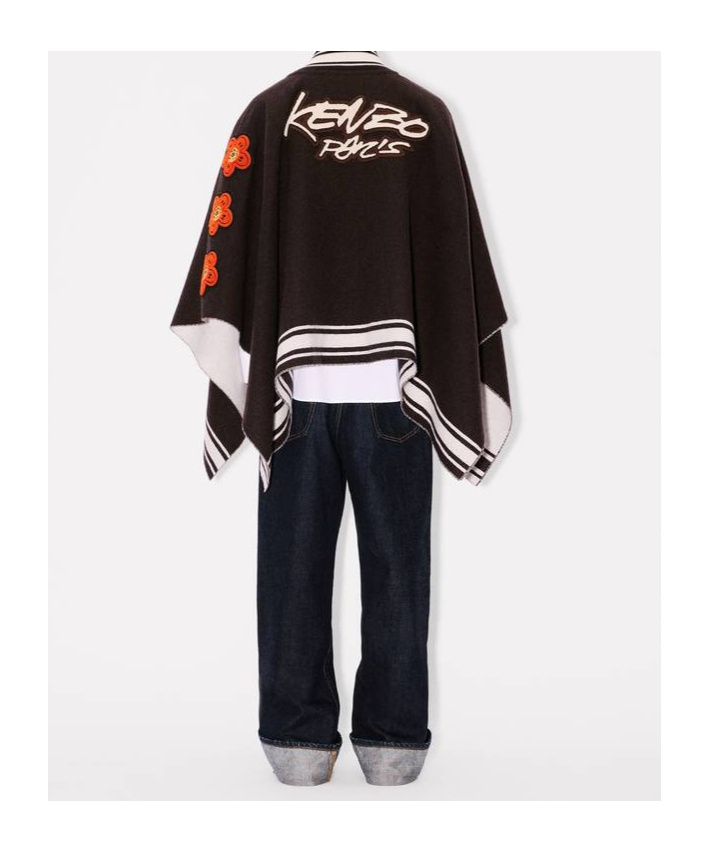 Kenzo ' X Futura 2000' Poncho In Wool In Black