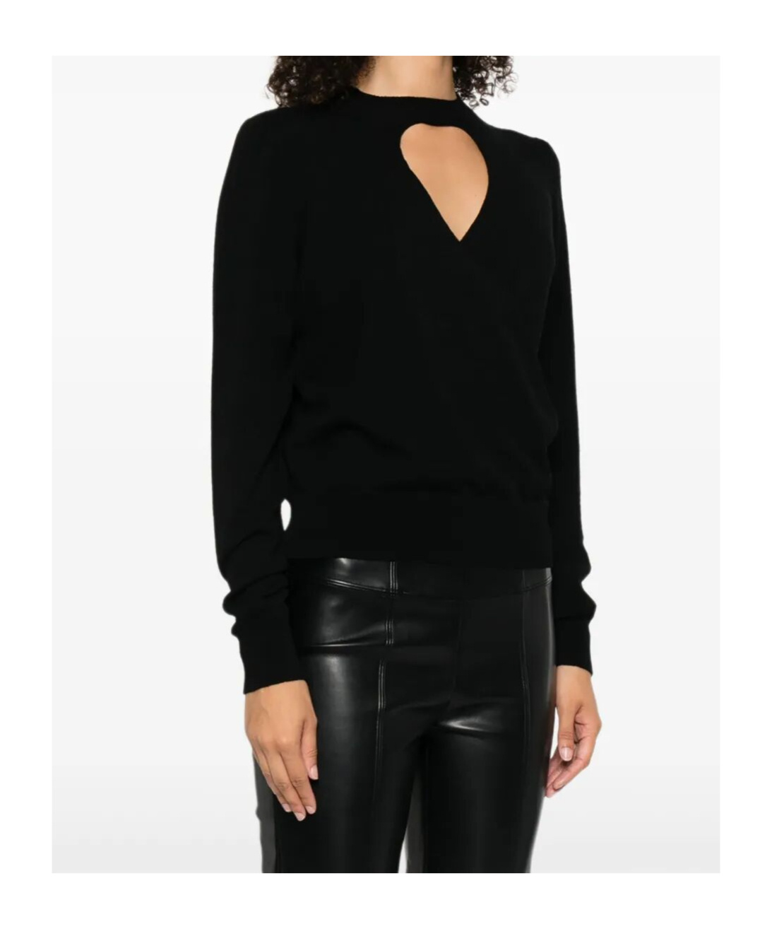 Twinset Twin-set Keyhole Neckline Black Sweater With Ribbed Cuffs In Neutral