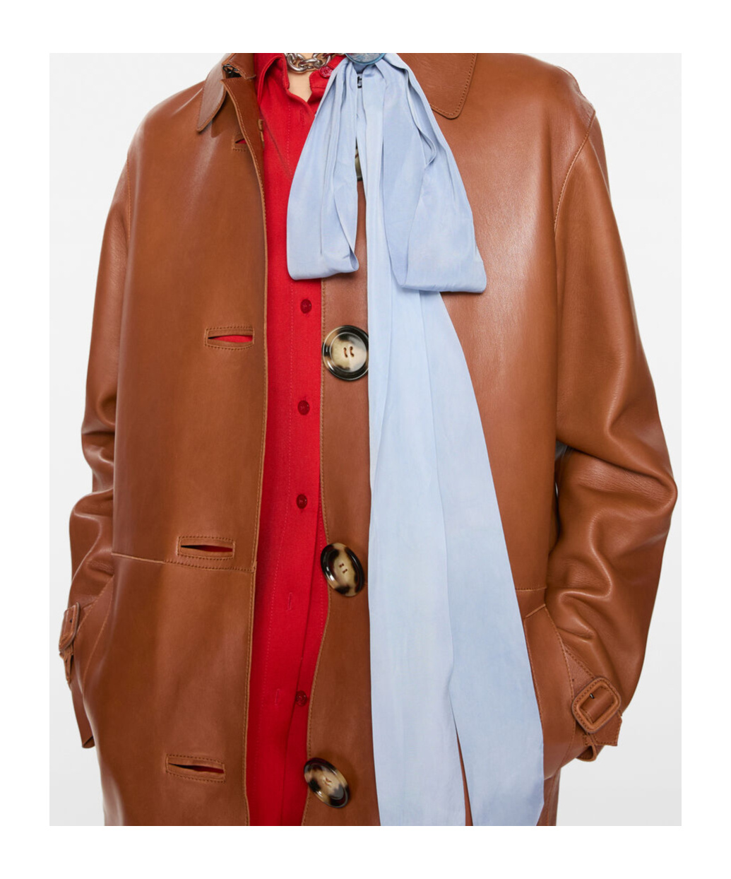 Acne Studios Leather Buttoned Coat In Brown