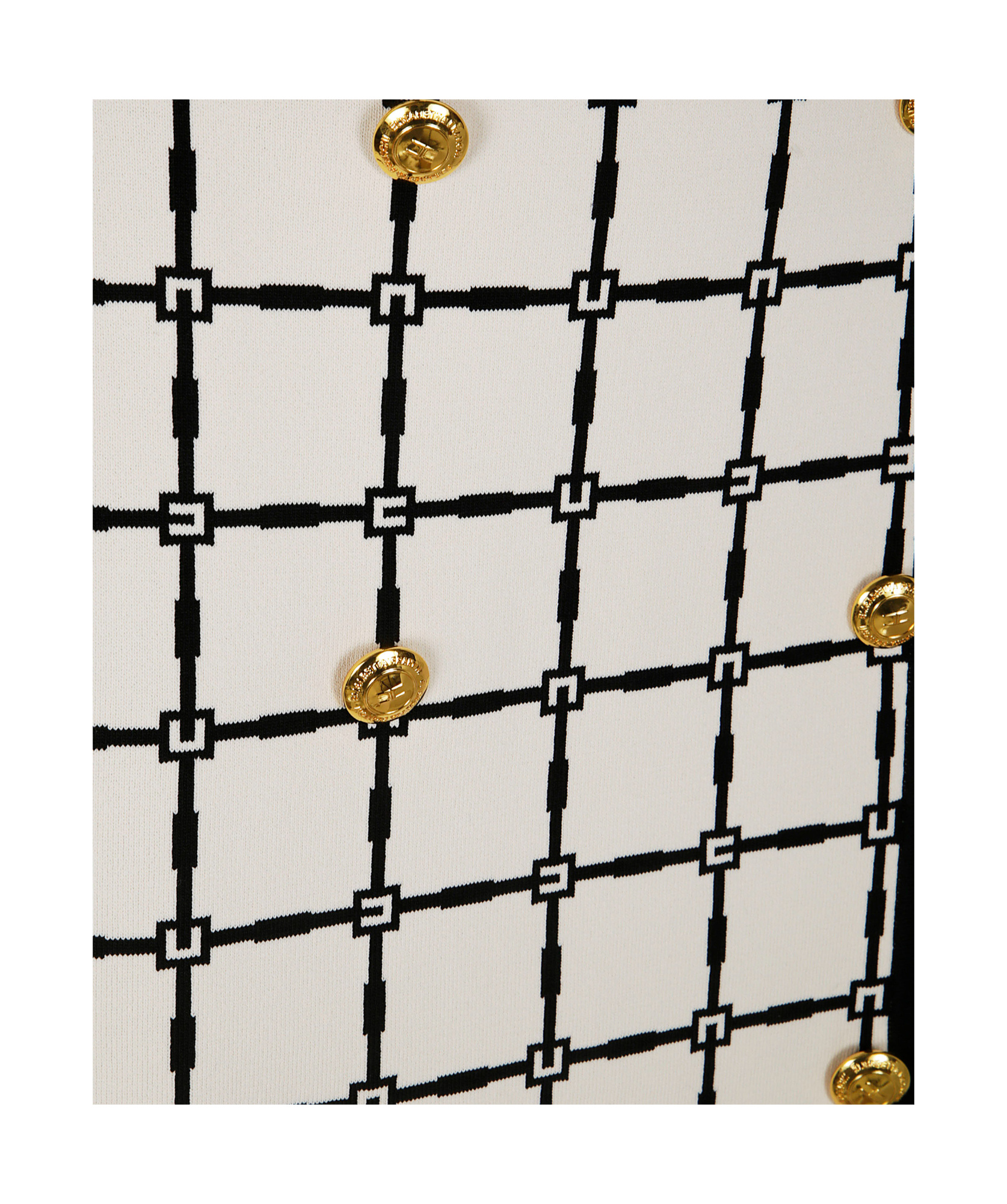 Elisabetta Franchi Grid-patterned Buttoned Mini Skirt In Cream