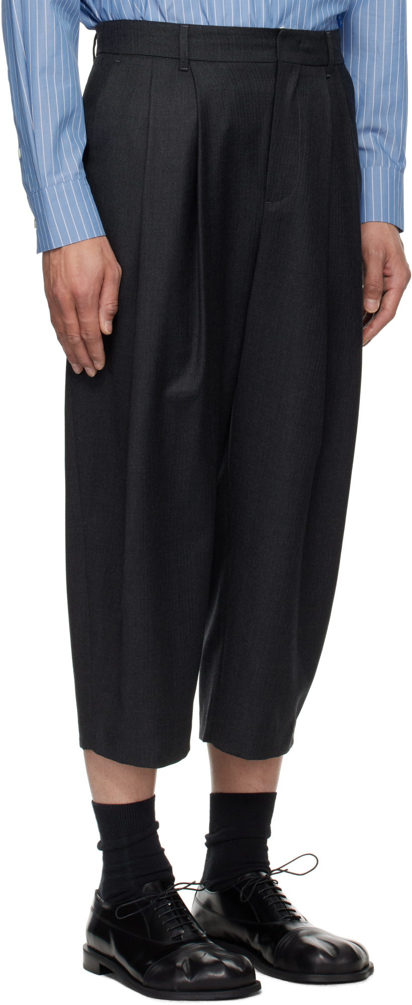 Ader Error Pleated Casual Pants In Grey