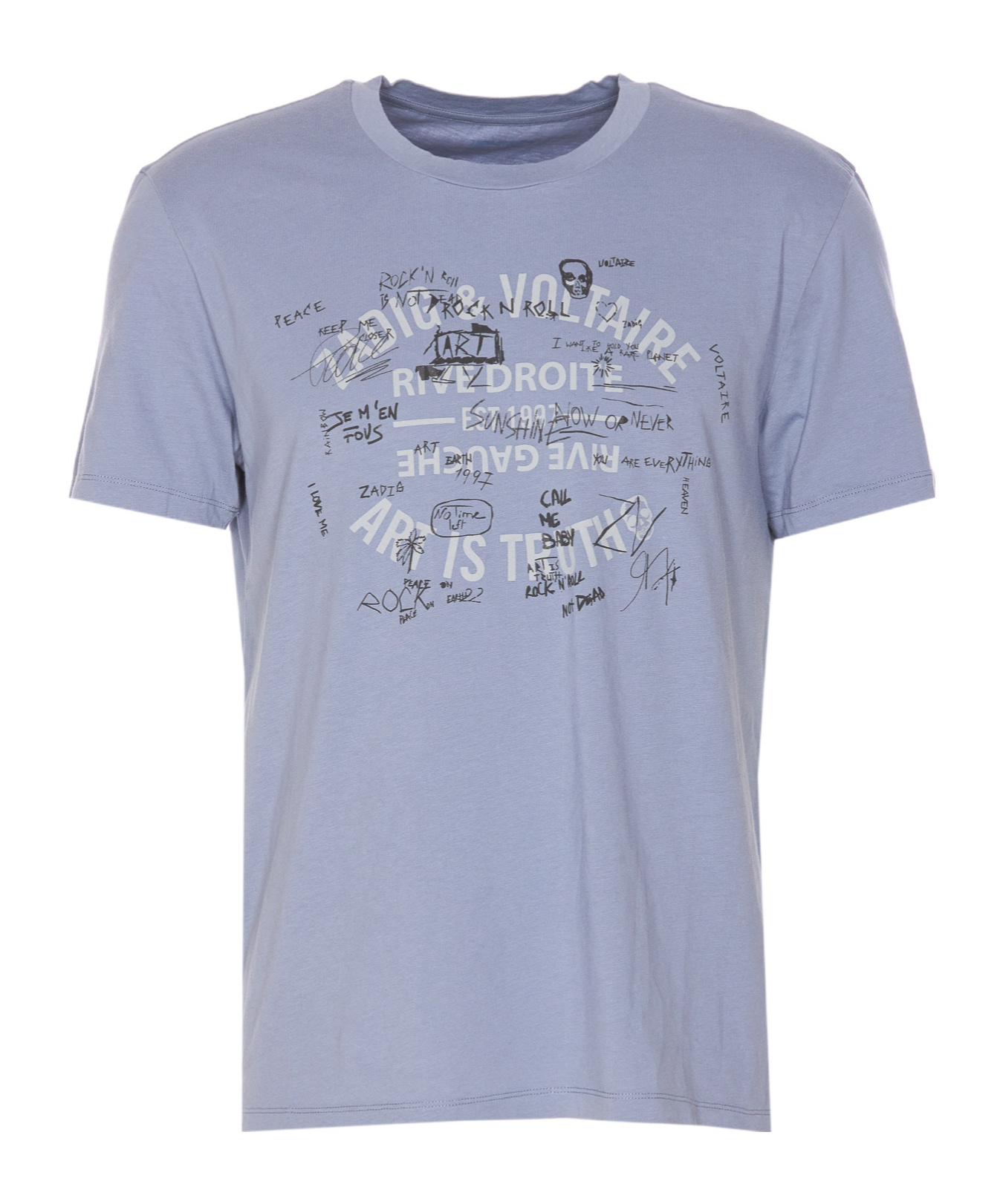 Zadig & Voltaire Tommy Graffiti Logo Graphic Tee In Blue