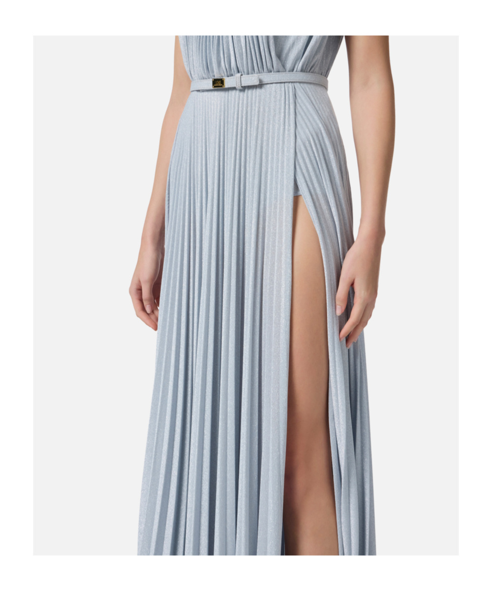 Elisabetta Franchi Lurex-detail Gown In Gray