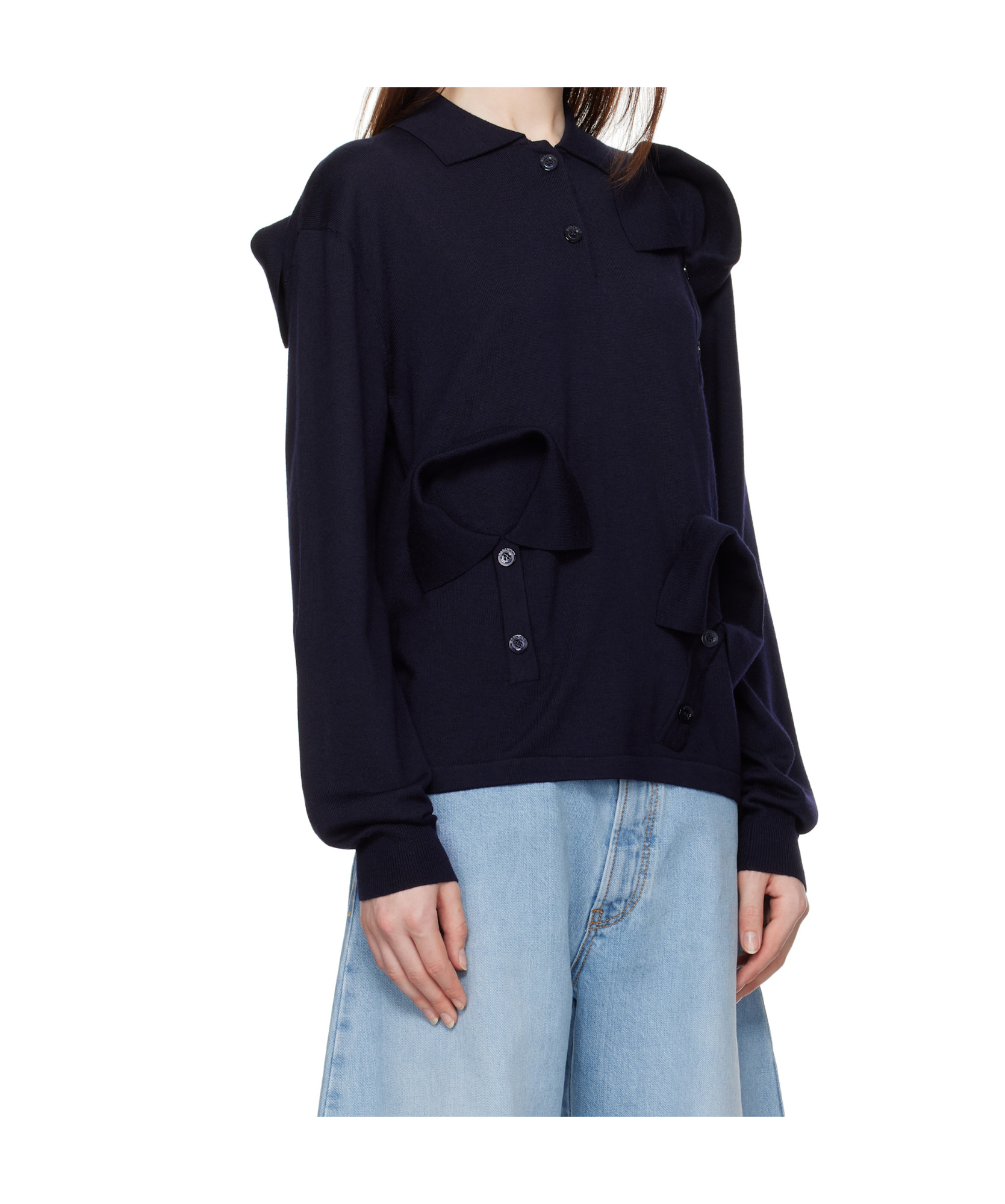 Moschino Long Sleeve Polo Shirt In Black